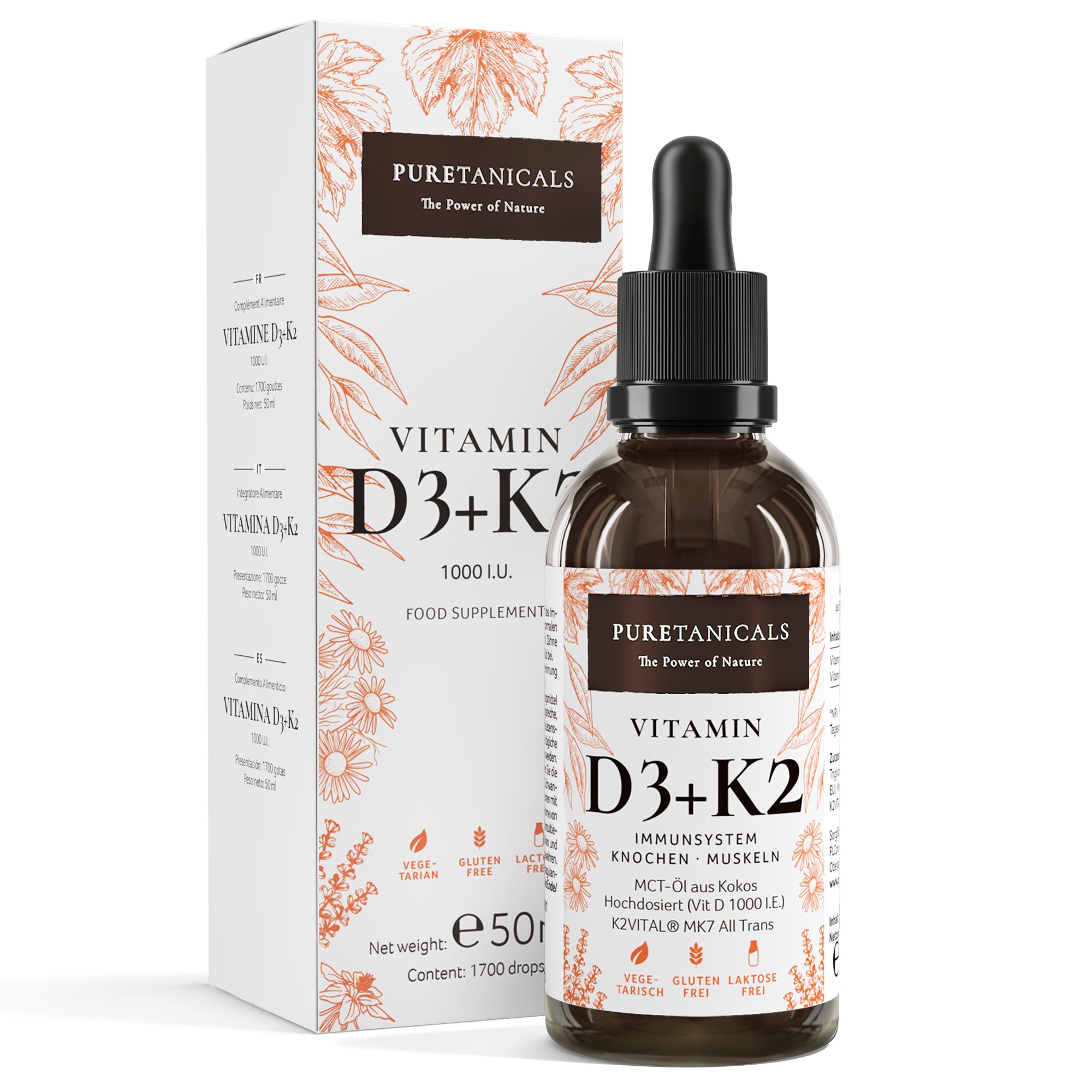 Puretanicals | Vitamin D3+K2